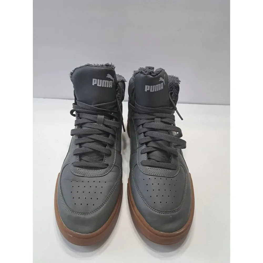 PumaCaven Mid Winter Shoes Mens Sz 11 Gray Brown Faux‎ Fur Sneakers Trainers